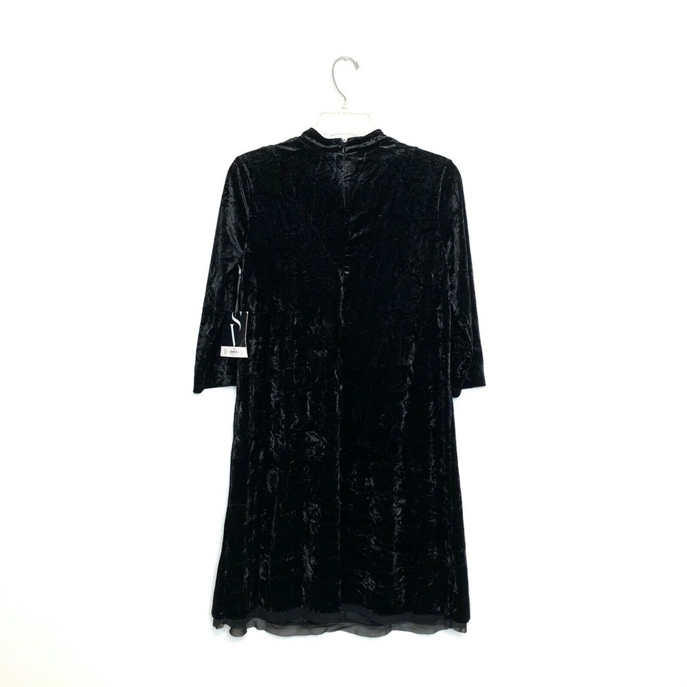 SIMPLY VERA Vera Wang Dress Women XS Black Crushed Velvet NWT 3/4 Sleeve Mock - Picture 5 of 9
